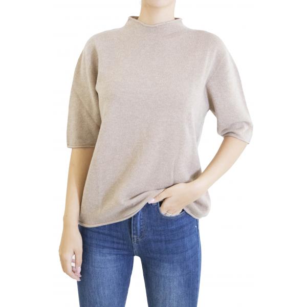 Maglia mezzo collo a maniche 3/4 morbida  misto cashmere 